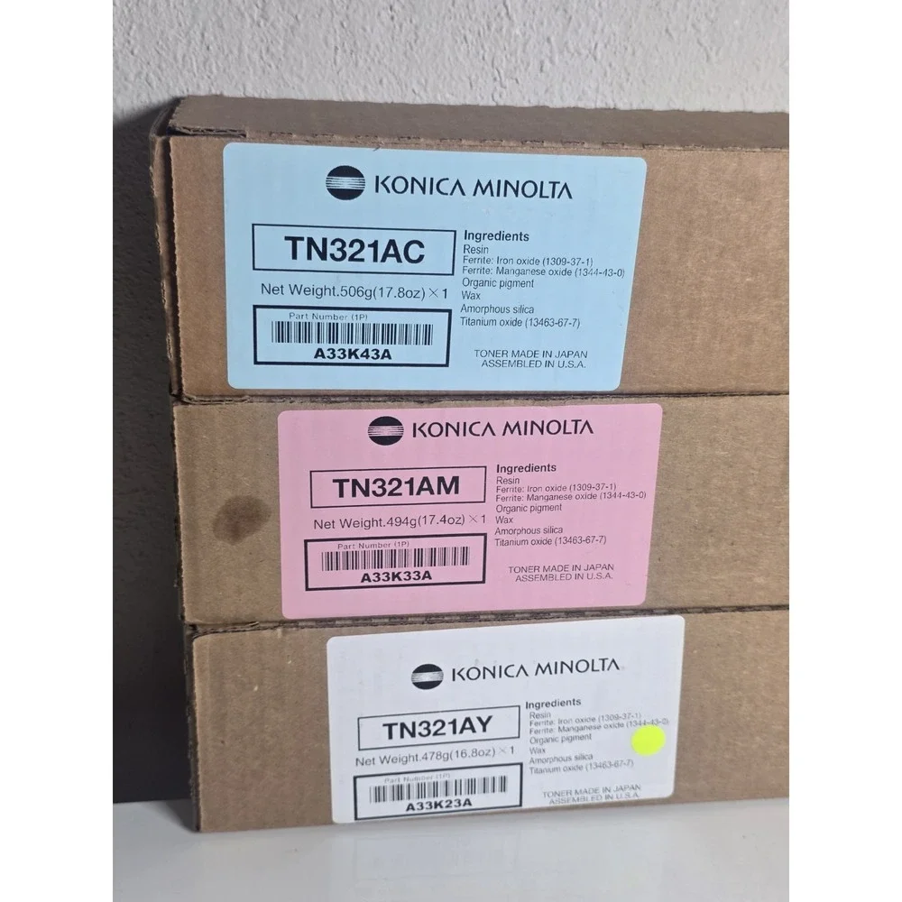 Konica Genuine TN221 Toner Bundle CMY - TN221AY, TN221AC, TN221AM